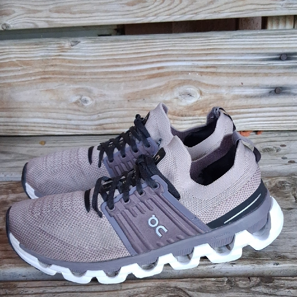 On Running Cloudswift Taupe and Black Athletic Shoes - Picture 8 of 12